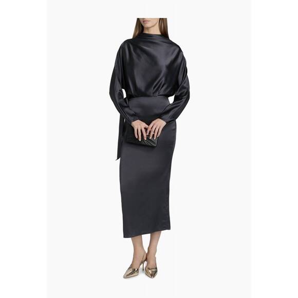 knee length dresses for ladies STAUD, Charlotte Dress in Black, Size 4